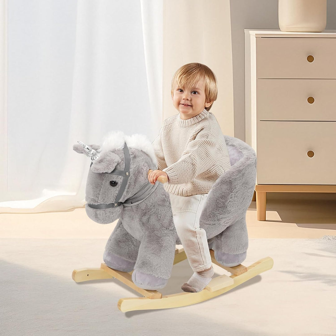 Schaukelpferd ab 6 Monate Schaukeltier Schaukel das Pferd Baby mit Sicherheitsgurte Rocking Horse Ge