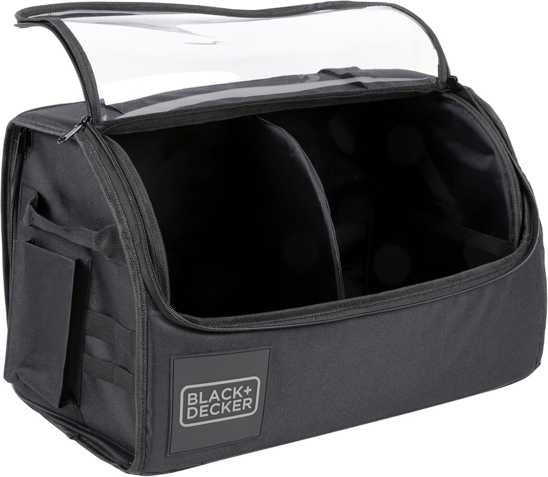 BLACK+DECKER Kofferraum Organizer - Kofferraumtasche mit transparentem Deckel - 2 Haupt- und mehrere
