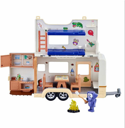 Bluey Wohnwagen-Spielset mit Jean Luc-Figur und vielem weiterem Zubehör, ausklappbarer Camper, kombi