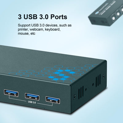 4 Port HDMI KVM Switch 4 PC 1 Monitor, USB 3.0 KVM Switch 4K@60Hz für 4 Computer teilen sich 1 Tasta