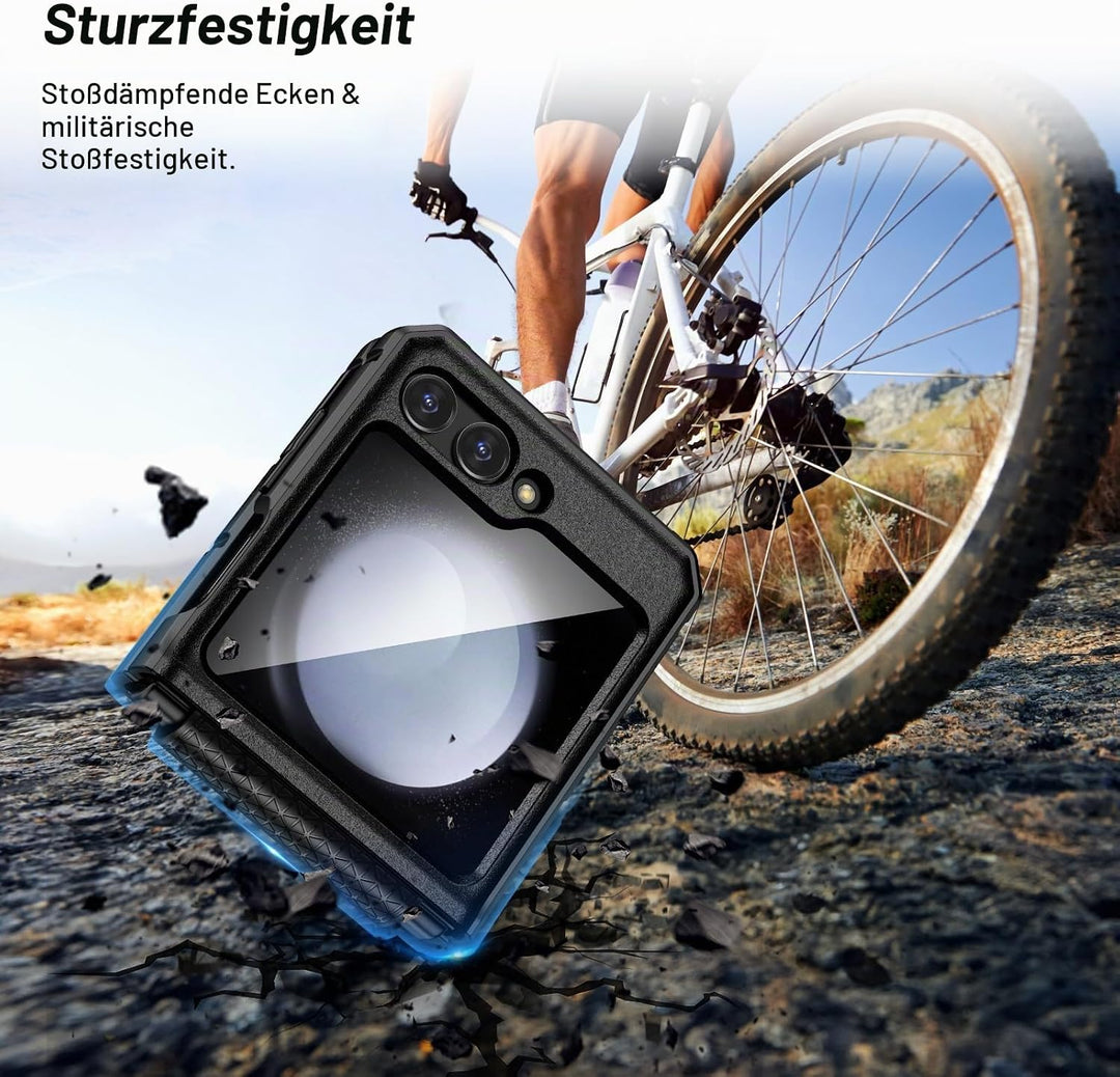 Doeshine Samsung Galaxy Z Flip 5 Hülle mit Magnetisch Ständer &amp; Kameraschutz, Ganzkörper Robuste Sto
