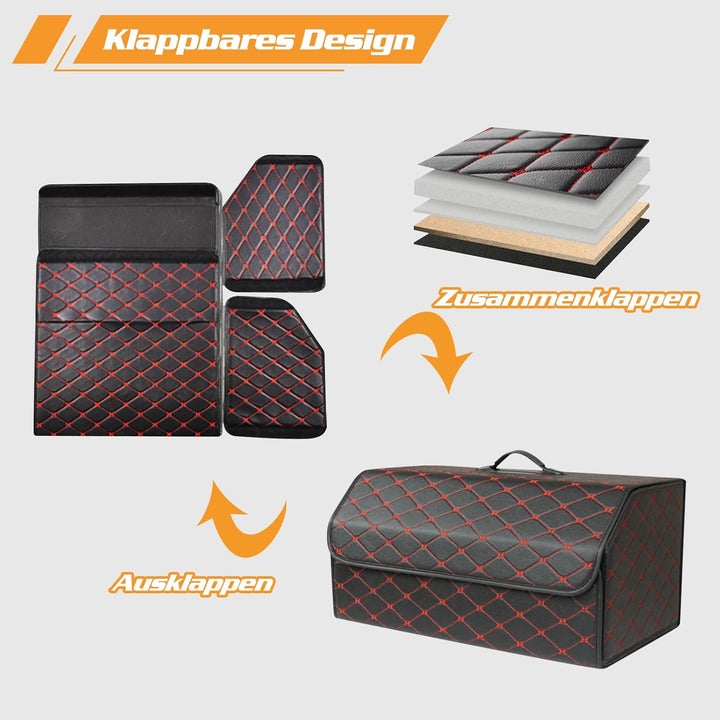 Ergocar Kofferraum Organizer PU-Leder Aufbewahrungstasche Organizer Wasserdicht Faltbar Kofferraum-T