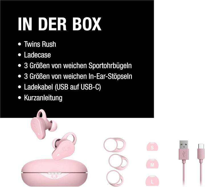 Fresh 'n Rebel Twins Rush, Bluetooth Kopfhörer Sport In-Ear mit Hybrid aktiver Noise Cancelling, Amb