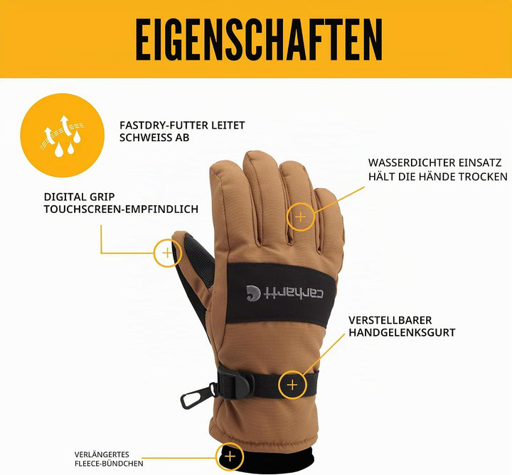Carhartt Herren Wp Wasserdichter, Isolierter Handschuh kaltes Wetter M (1er Pack) schwarz / grau, M