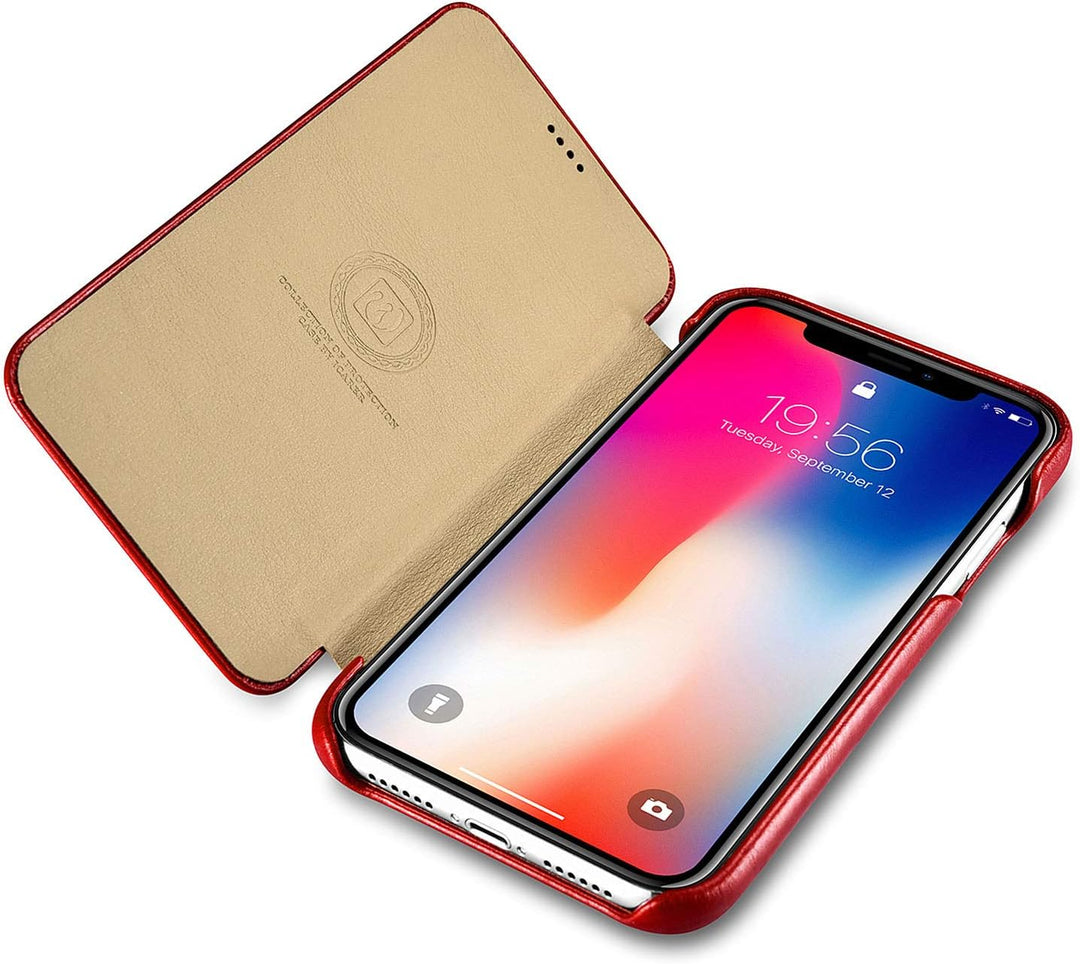 ICARER Hülle passend für Apple iPhone XR (6,1 Zoll), Handyhülle mit echtem Leder, Case, Schutz-Hülle