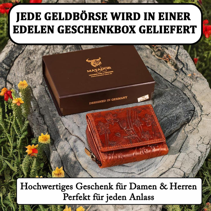 MATADOR Kleine ECHT Leder Geldbörse CHIQUITO Damen Portemonnaie Klein Frauen Geldbeutel TüV Geprüfte