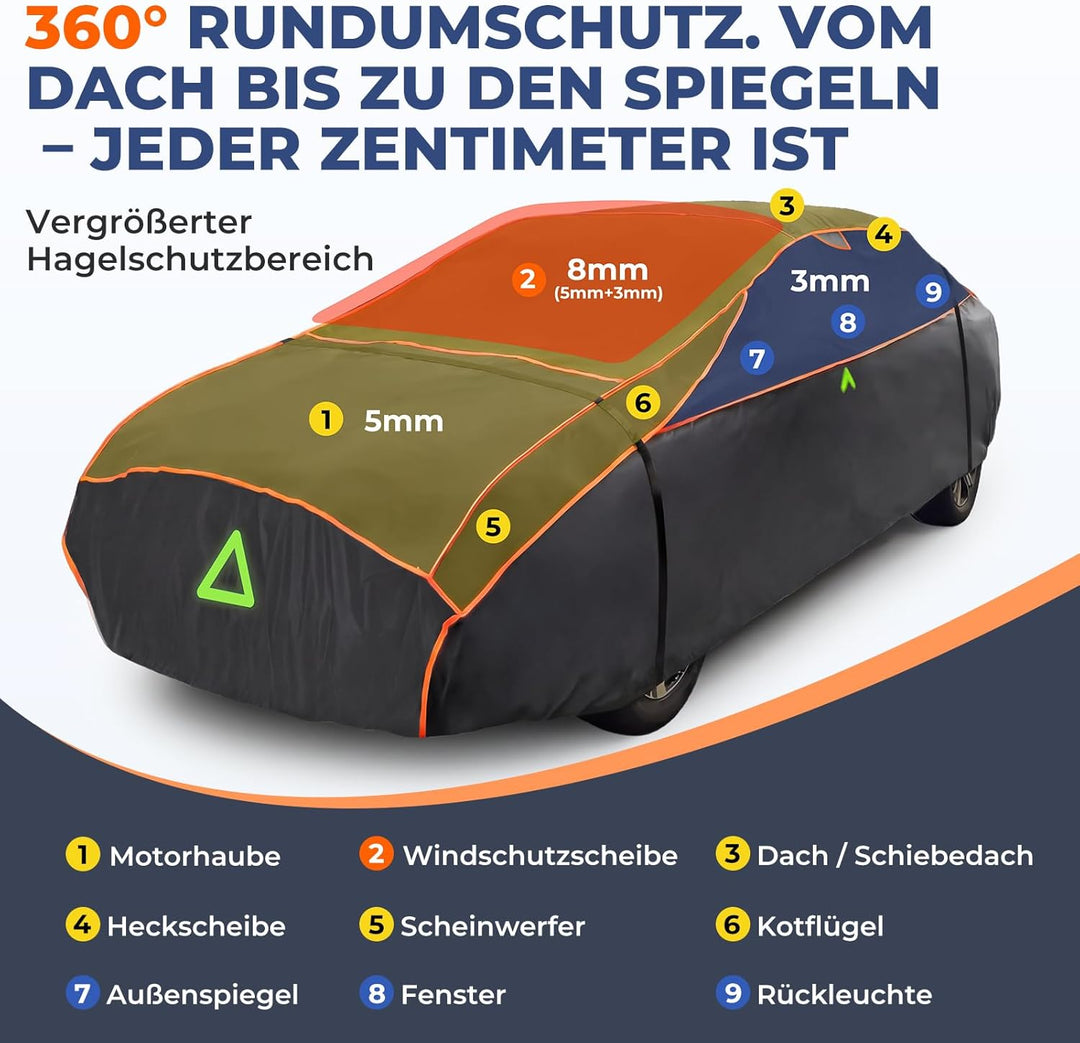 Hagelschutzplane Auto, Wasserdichter Verdickter Hagelschutz Auto Autoabdeckung Hagelschutz PKW Hagel