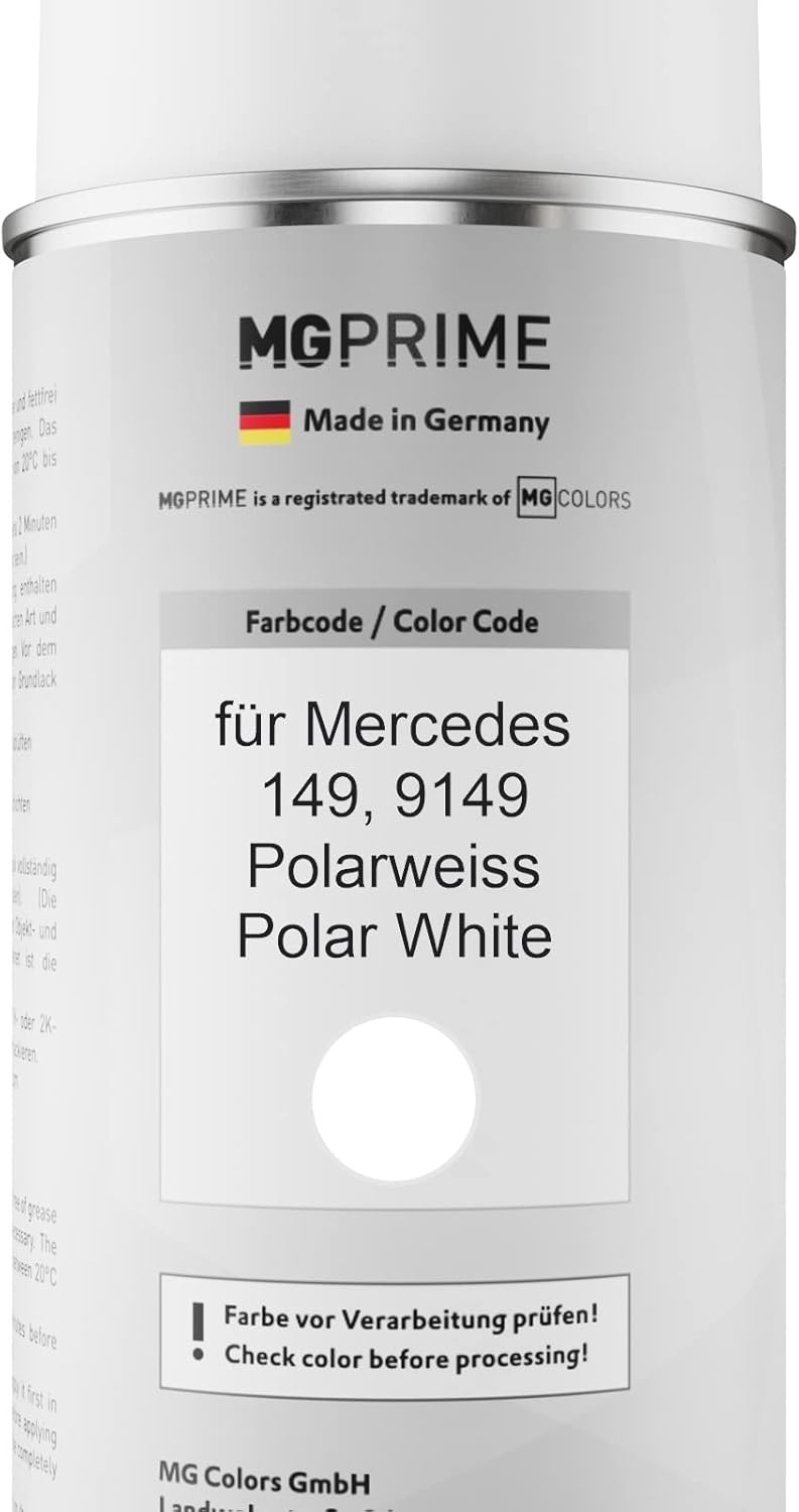 MG PRIME Autolack 2K Spraydosen Set für Mercedes 149/9149 Polarweiss/Polar White Basislack 2 Kompone