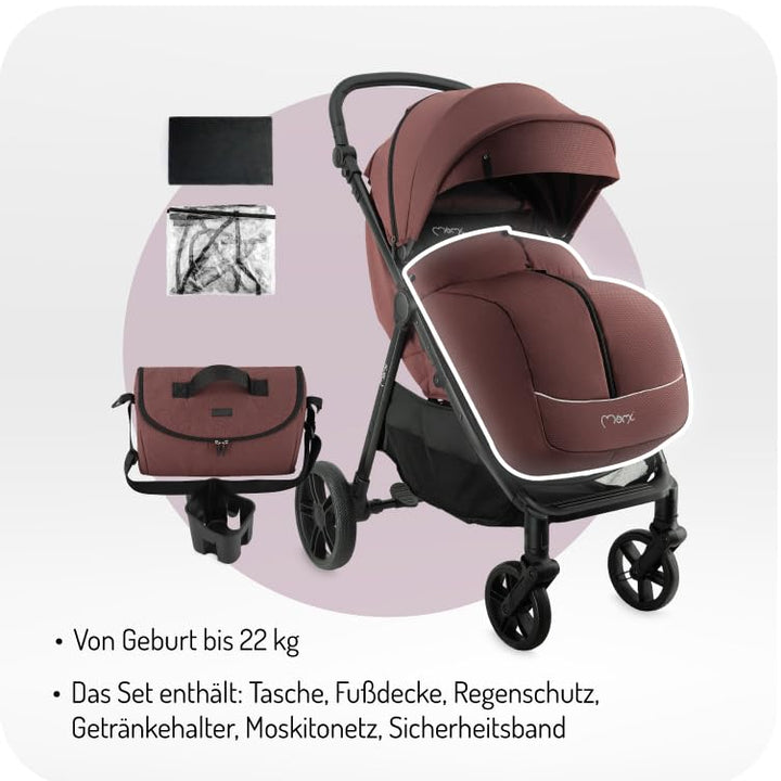 MoMi Kinderbuggy CLARA, Kinderwagen ab dem 6. Lebensmonat, bis 22 kg Körpergewicht, 5-Punkt-Sicherhe