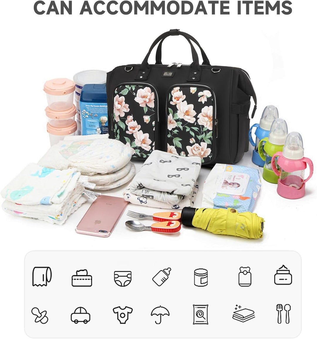 Pomelo Best Wickeltasche mit wasserdicher Wickelunterlage und 2 Kinderwagen Haken verstellbare Schul