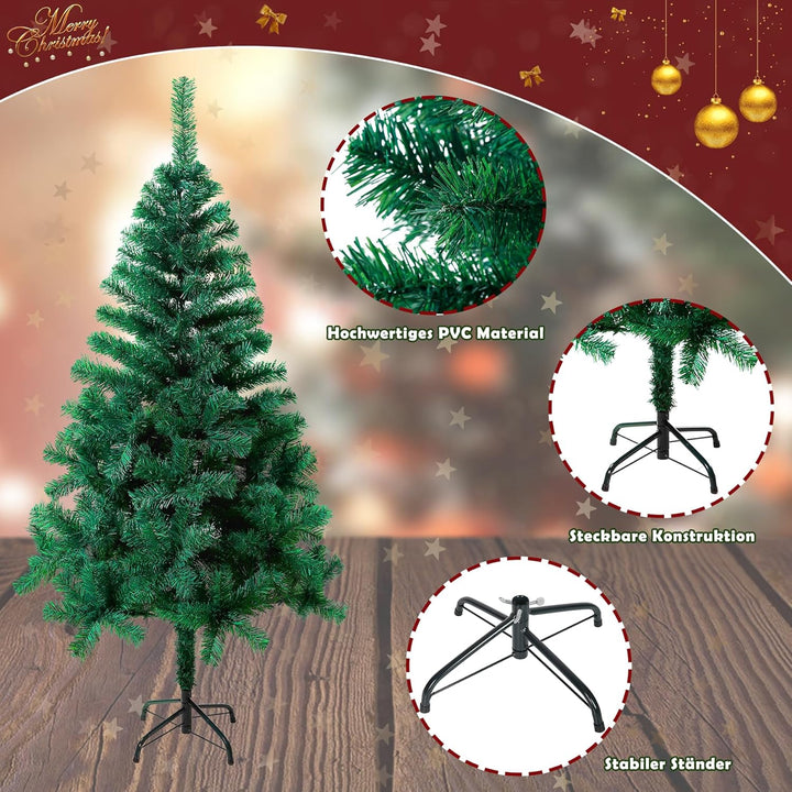 Froadp 150cm Künstlicher Grün PVC Weihnachtsbaum Tannenbaum Kiefernadel(Grün PVC, 150cm)