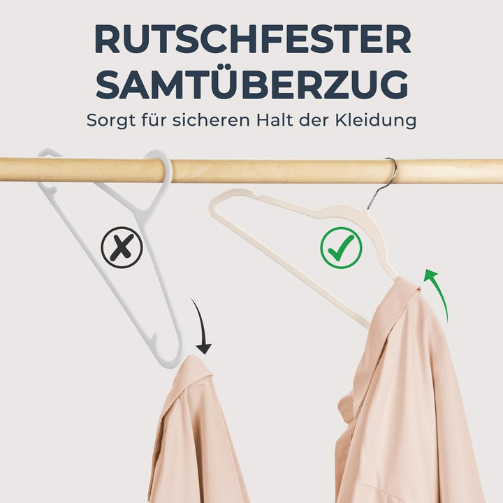 HOUSE DAY Kleiderbügel Samt 50er Set, Kleiderbügel Platzsparend, Bügel rutschfest und Samtbügel Schm