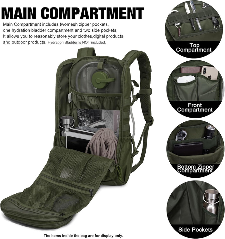 Mardingtop Taktischer Rucksack 40L, Herren Damen Wanderrucksack Für Bundeswehr, Survival, Outdoor, T