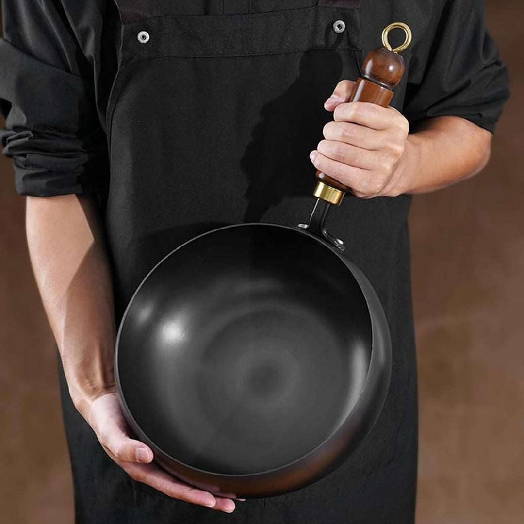 Chinesischer Handgefertigter Wok, 24cm Eisenwok Zum Kochen, Handgefertigte Unbeschichtete Antihaftpf