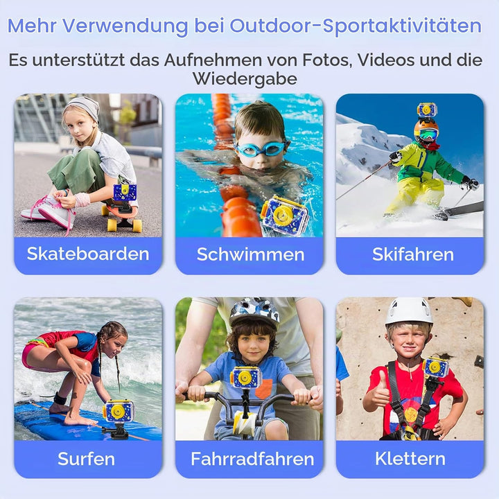GKTZ Kinderkamera wasserdichte,Unterwasserkamera-1080P Selfie Digitalkamera Fotoapparat für Kinder,