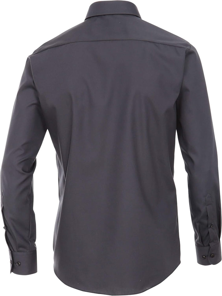 CASAMODA Herren Popeline Hemd uninah 006550 Modern Fit 40 Dunkelgrau, 40 Dunkelgrau