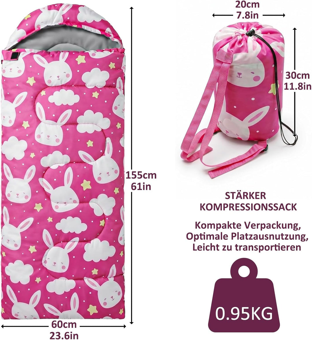 tuphen Kinder-Schlafsäcke – Camping-Schlafsäcke mit Tragetasche – kompakter Schlafsack zum Wandern,