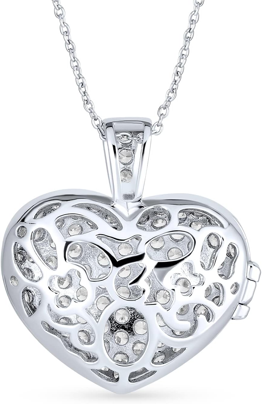 Bling Jewelry Grosse Pave Cz Puff Herzform Aromatherapie Ätherisches Öl Parfüm Diffusor Medaillon An