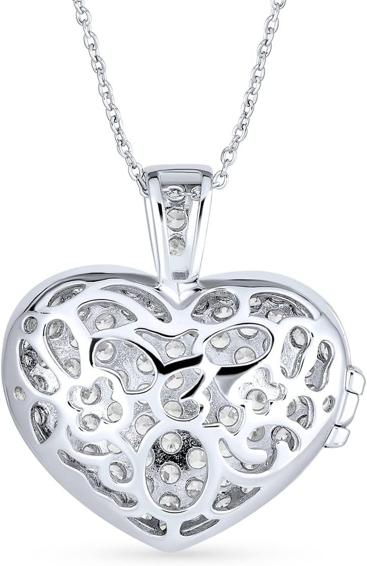 Bling Jewelry Grosse Pave Cz Puff Herzform Aromatherapie Ätherisches Öl Parfüm Diffusor Medaillon An