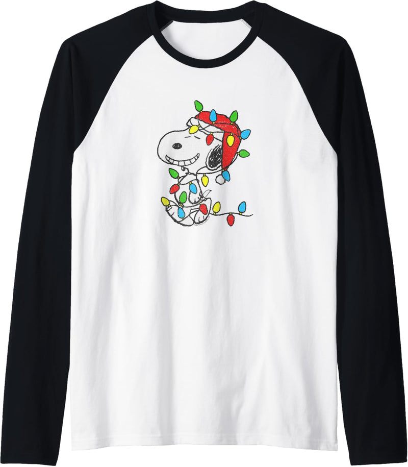 Peanuts - Christmas Snoopy X-Mas Lights Raglan