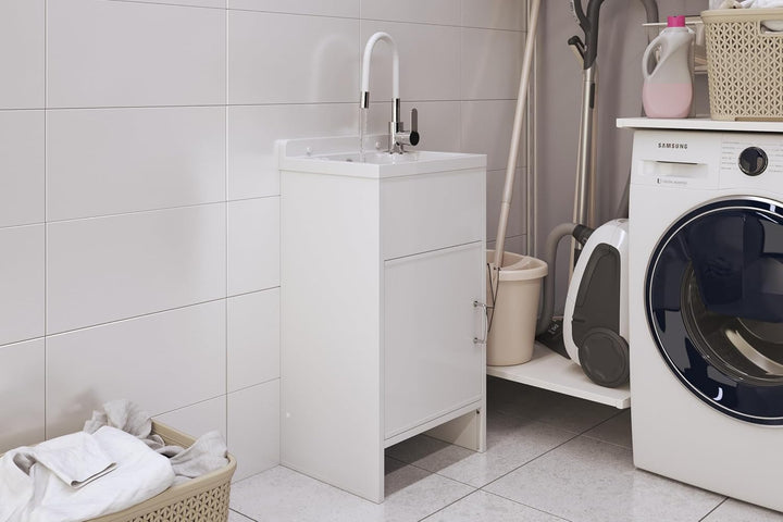 Granitan Ausgussbecken mit Unterschrank + Küchenmischer - Ausgussbecken Kunststoff für Garage Keller