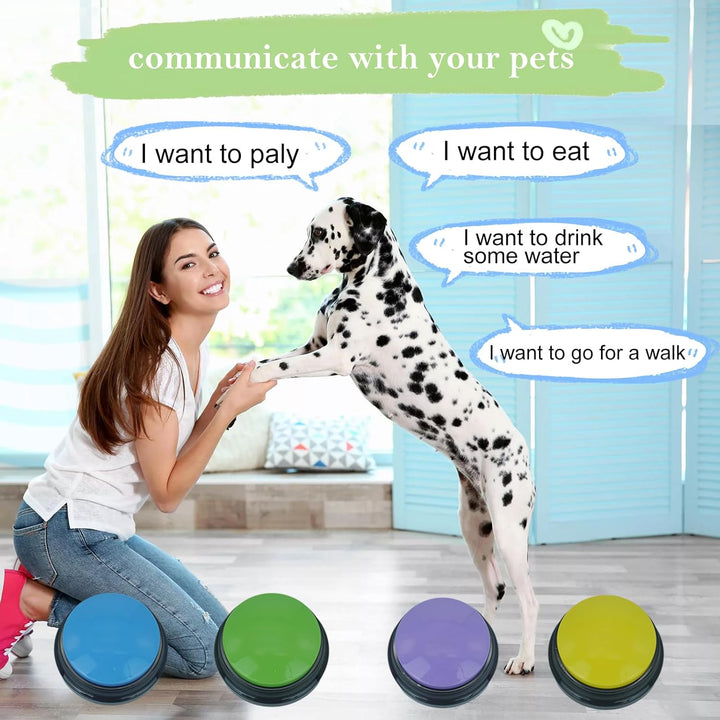 Gelabur Set von 4-Hundetasten für Kommunikation, Voice Recordable Tasten für Klassenzimmer, Hundetra