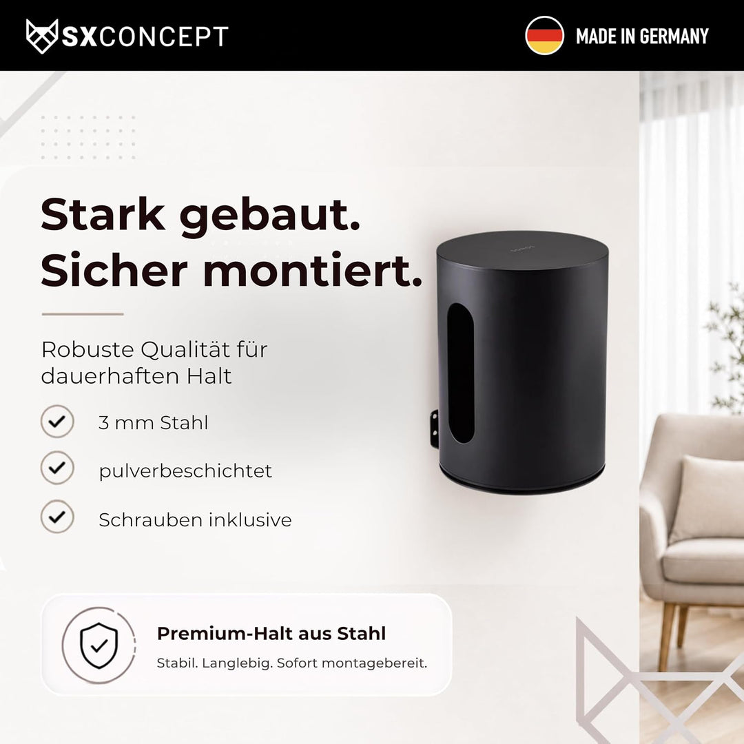 SX-Concept Wandhalterung für Sonos Sub Mini | Minimalistisches Design | geringer Wandabstand | Made