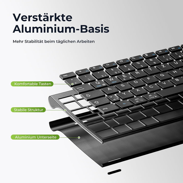iClever Bluetooth Tastatur und Maus, Wiederaufladbare Dualmodus (Bluetooth 4.2+2.4G) Kabellose Tasta