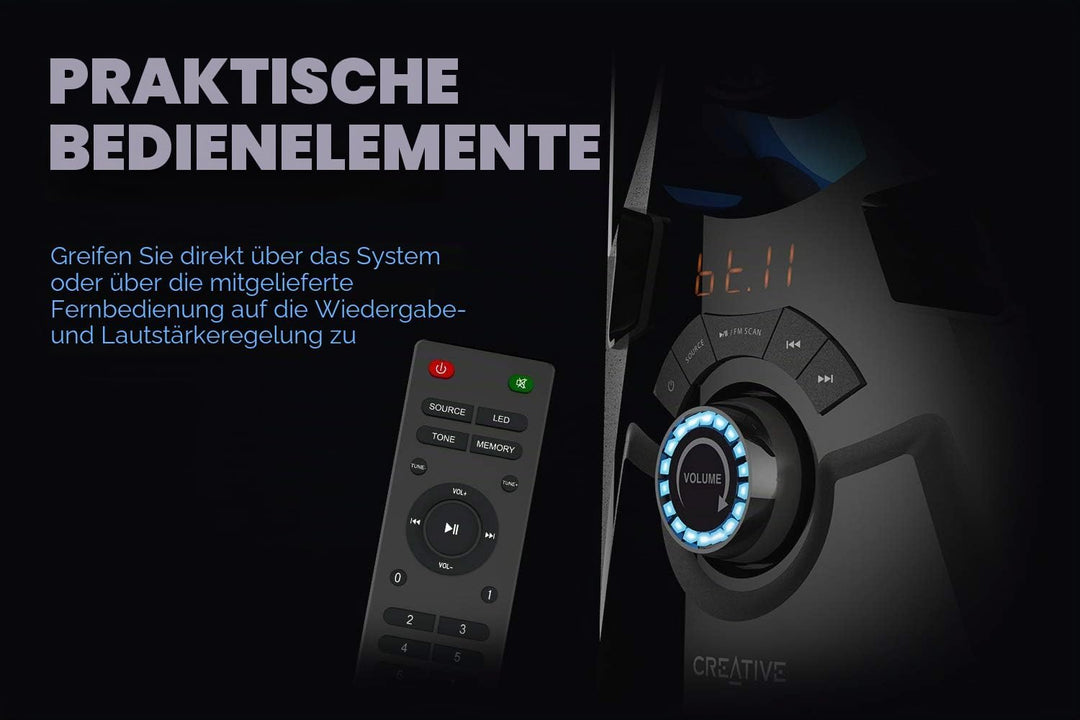 Creative SBS E2900 Leistungsfähiges 2.1-Bluetooth-Lautsprechersystem mit Subwoofer für Fernseher und