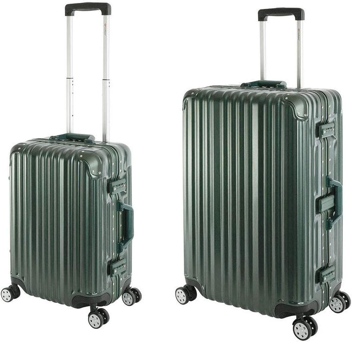 Travelhouse London Koffer Grün S-55cm, L-55cm · 2er-Set · Alu-Rahmen · Polykarbonat Hartschale · Han