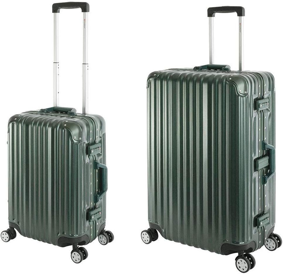 Travelhouse London Koffer Grün S-55cm, L-55cm · 2er-Set · Alu-Rahmen · Polykarbonat Hartschale · Han