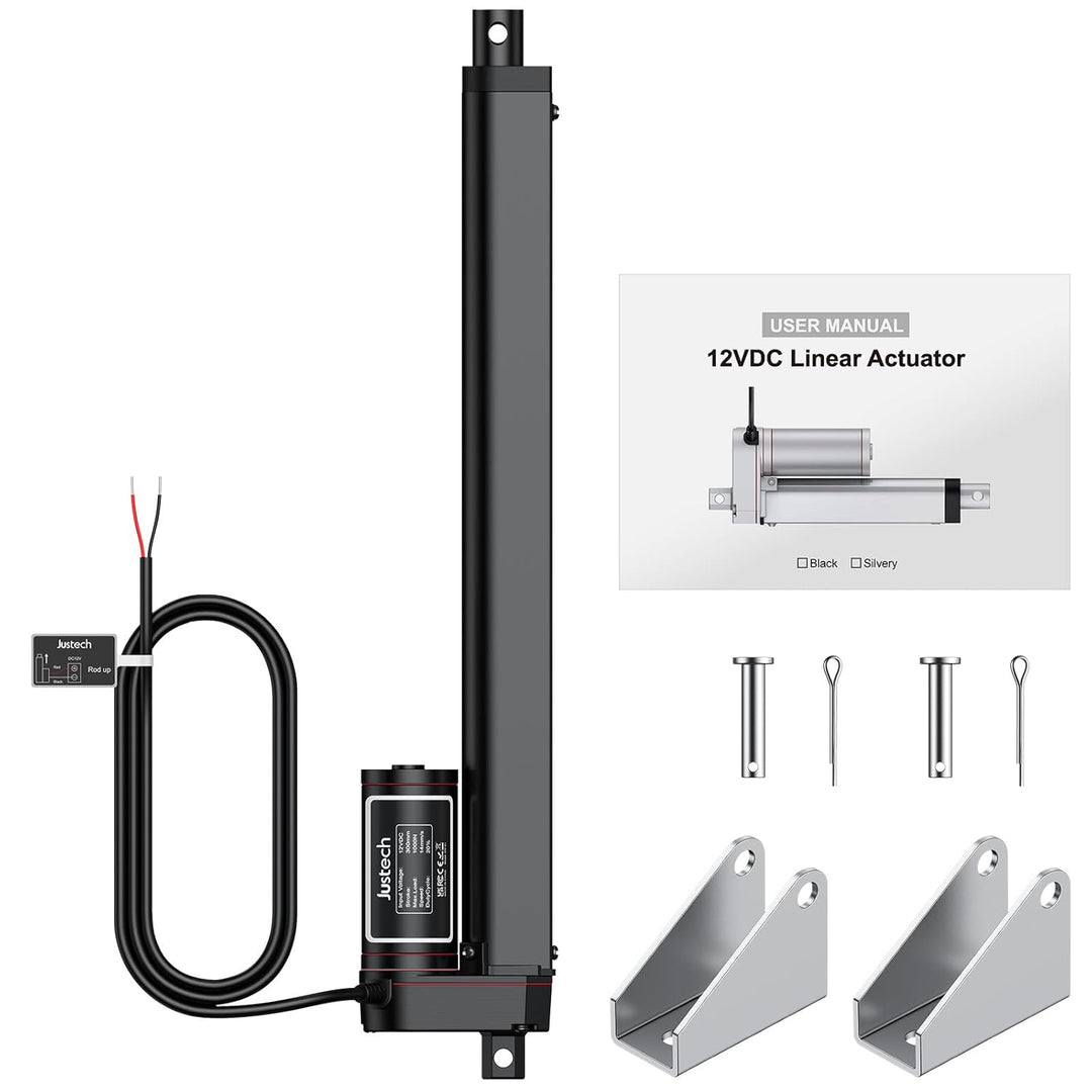 Justech Linear Actuator 300mm Linearantrieb 1000N IP65 Wasserdicht 14mm/s Motor Lineartechnik Aktuat