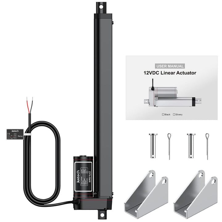 Justech Linear Actuator 300mm Linearantrieb 1000N IP65 Wasserdicht 14mm/s Motor Lineartechnik Aktuat