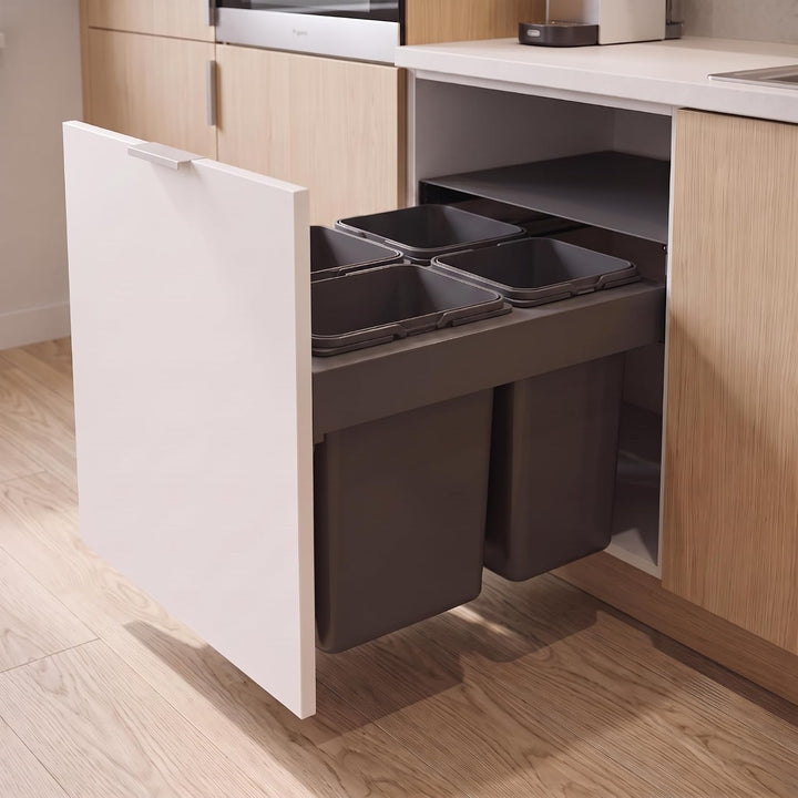 Einbau-Mülleimer für 60 cm Schrank SEGREGO 4-fach Abfallsystem mit Deckel Soft-Close &amp; Vollauszug 56