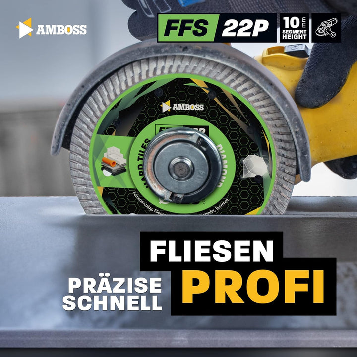 Amboss FFS 22 - Diamant-Trennscheibe Ø 250 mm x 25,4 mm - Hartes Feinsteinzeug (bis 1,2 cm) / harte