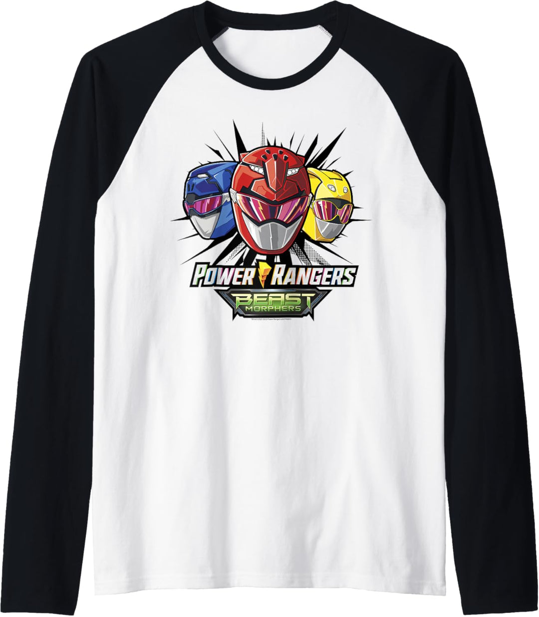 Power Rangers Group Shot Beast Morphers Helmets Raglan