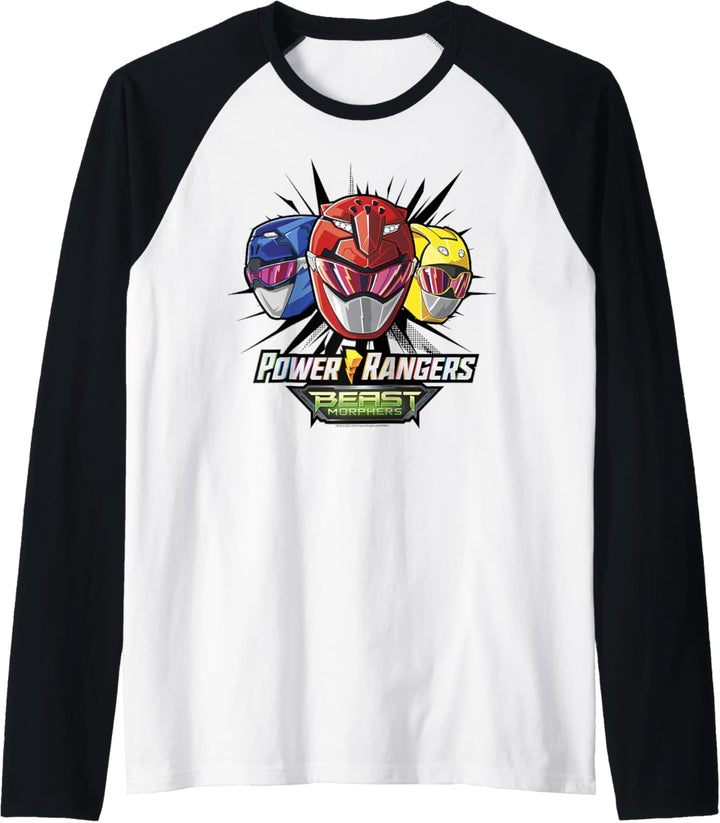 Power Rangers Group Shot Beast Morphers Helmets Raglan