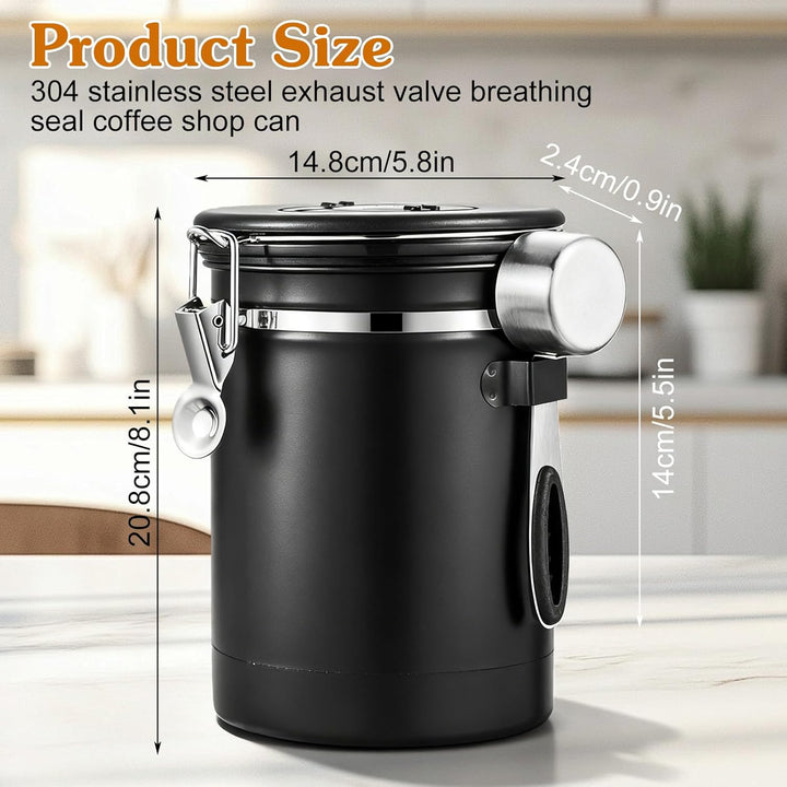 Kaffeedose Luftdicht, 2,8 L Kaffeebohnen Behälter aus Edelstahl Kaffeedose Luftdicht 1kg Bohnen Vaku