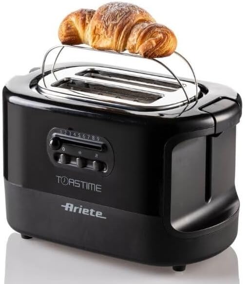 Ariete 159 Toastime Toaster 2 Scheiben mit Zange mit Auftau- und Aufwärmfunktion, 700 W, Edelstahl,