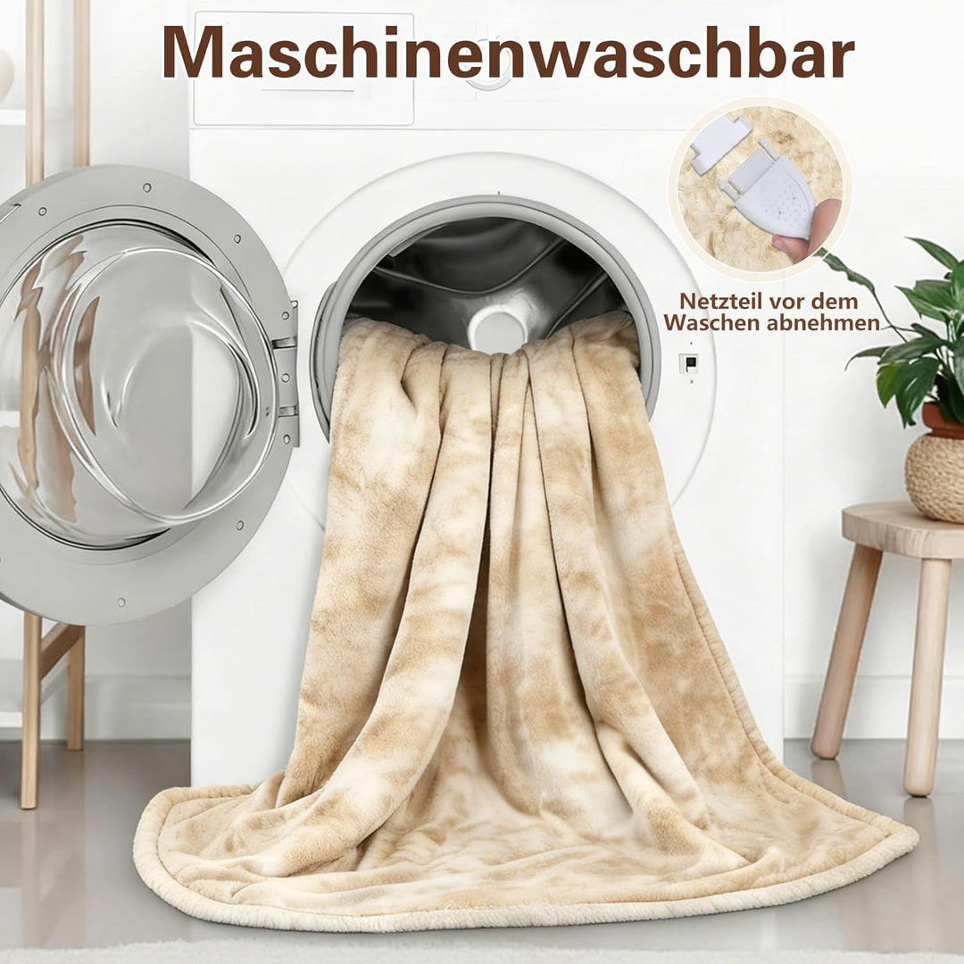 ESTINGO Elektrische Heizdecke 180x130cm, Elektrische Wärmedecke mit Timer Abschaltautomatik, 6 Heizs