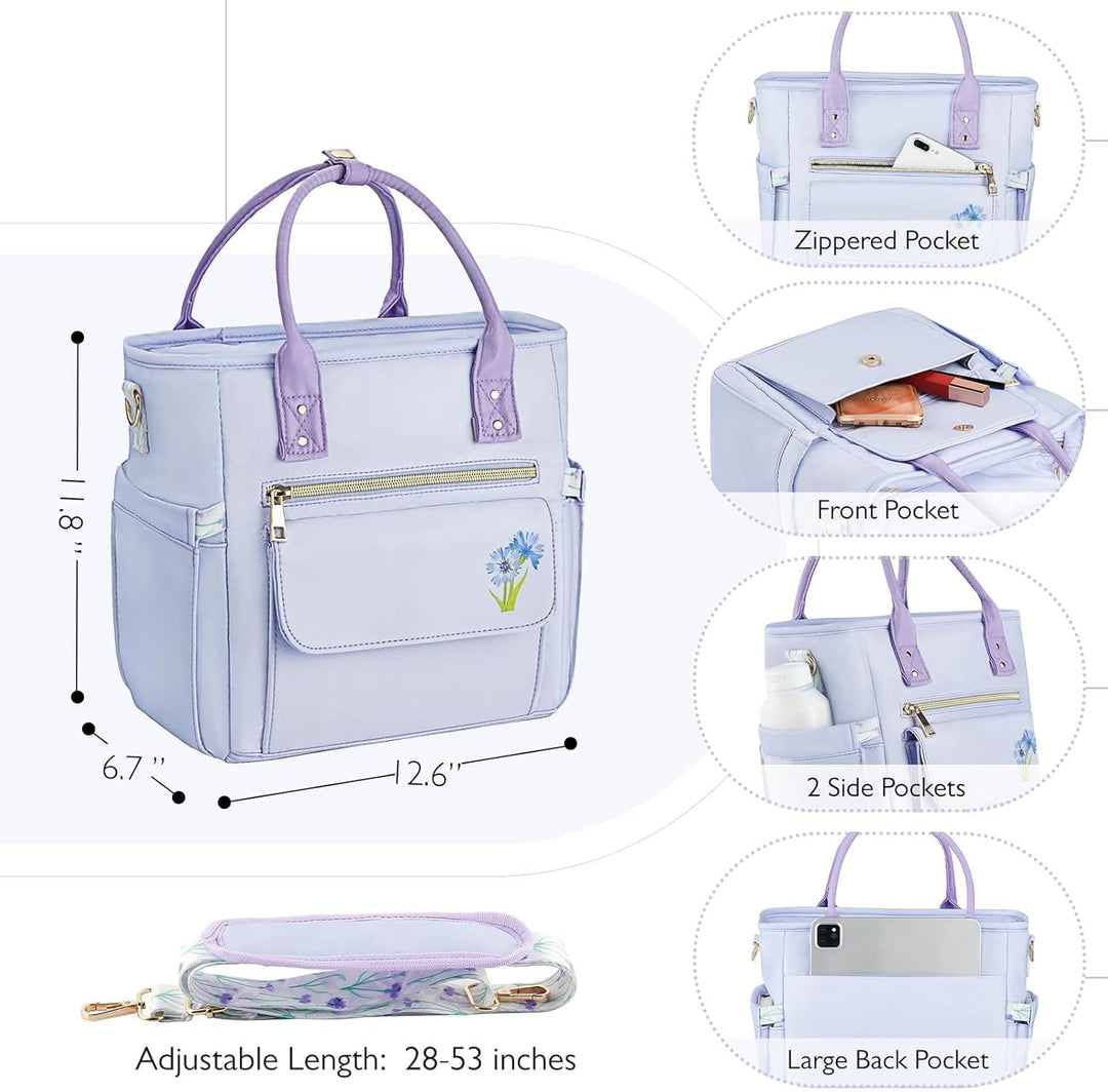 Hihealer Deluxe Lunch Tasche Damen mit Seltenem Blumenmuster - Grosse Auslaufsichere Isolierte Kühlt
