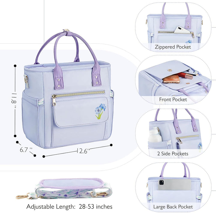 Hihealer Deluxe Lunch Tasche Damen mit Seltenem Blumenmuster - Grosse Auslaufsichere Isolierte Kühlt