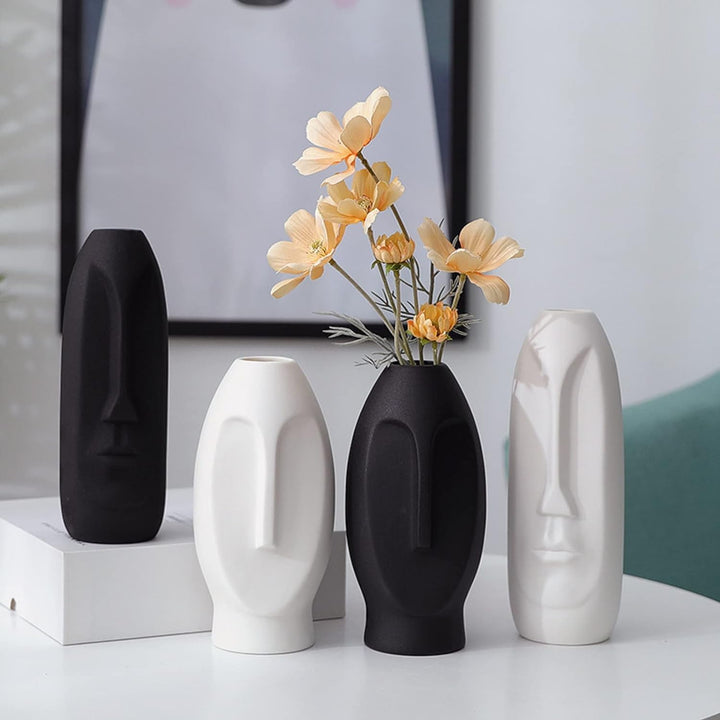 2er-Set Moderne Gesichts Blumenvase, Minimalism Abstrakte Vasen mit Gesichtsgestaltung, Dekorative m