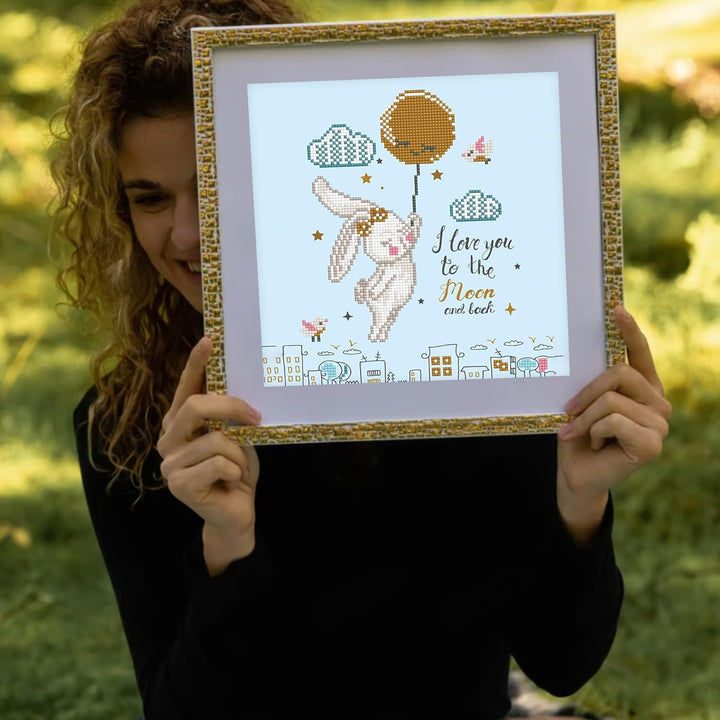 DIAMOND DOTZ DD5.058 - Original 5D Diamond Painting Set Hase Zum Mond und zurück, Kreativset mit 2.2