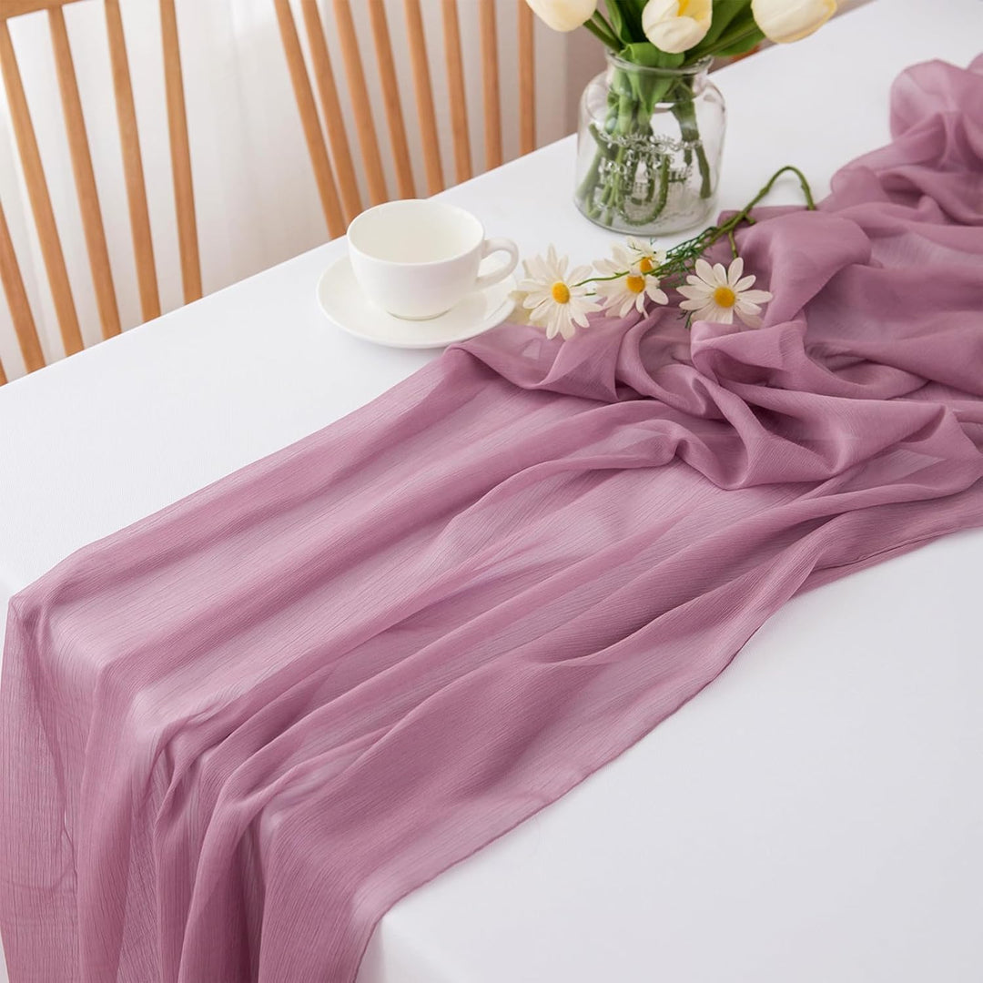 Tischläufer Altrosa Chiffon Tischläufer Hochzeit Stoff für Esszimmer 300 x 70 cm Altrosa-t 70 x 300