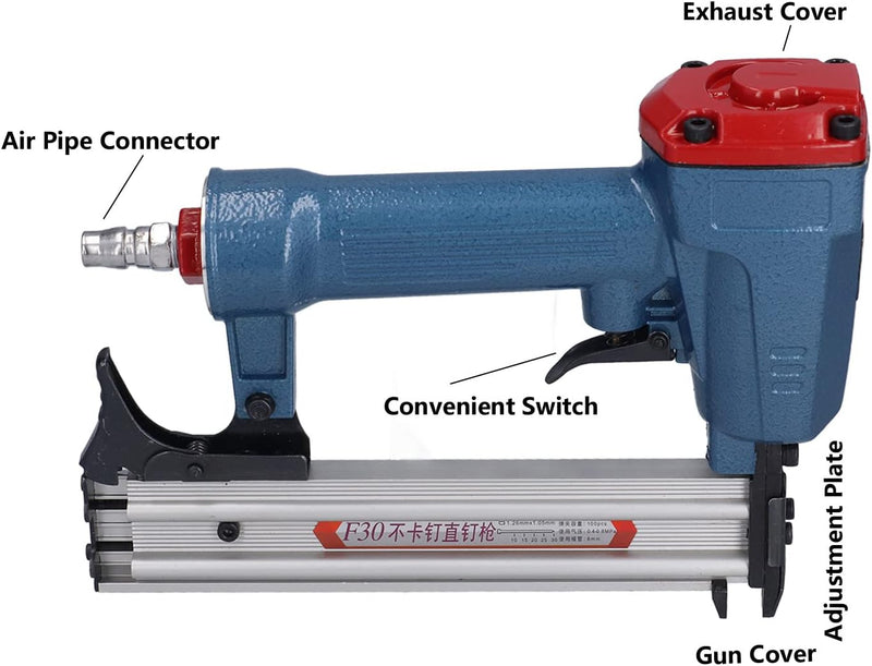 Fafeicy F30 Air Nail Gun, 0,4-0,8 MPa, Pneumatische Nail Farming Gun, Kapazität 100 Stück, Nagelläng