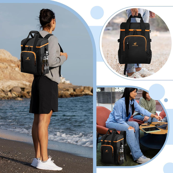 Odoland Kühlrucksack mit 3 Kühlakkus, 30 can Thermo Kühltasche Wasserdicht Rucksack zum Kühl mit Fla