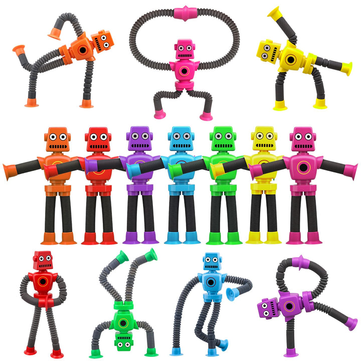 14PCS Transformable Fidget Spinner Roboter - Saugtasche Pop Tube Sensorische Spielzeug, Korb Strümpf