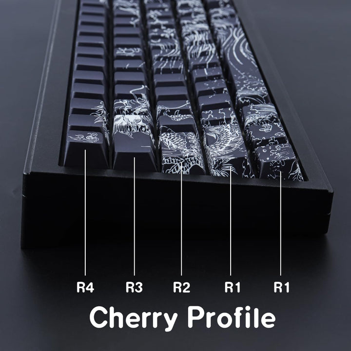 PBT Tastenkappen, 135 Tasten Double Shot Tastenkappen Seite graviert Transparent Keycap Set Cherry P