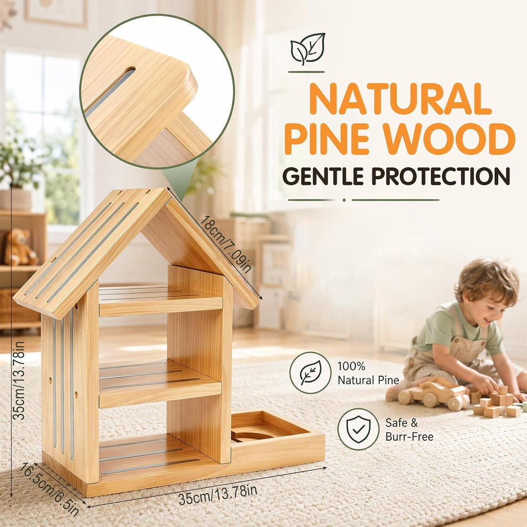 für Tonie Regal, Magnetisches Regal Geeignet für TonieBox 1 und TonieBox 2, Kiefer Holz Wandregal fü